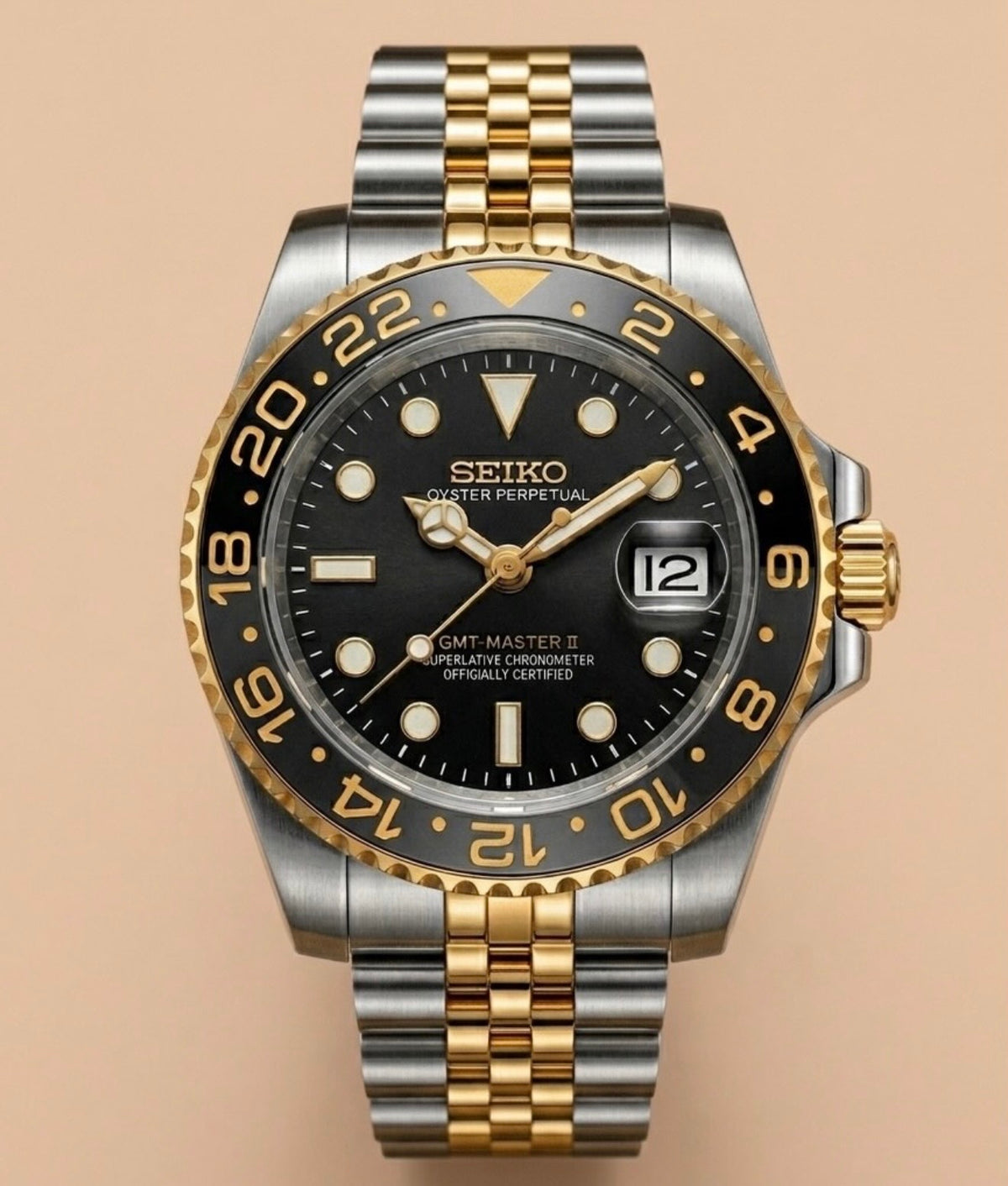 Seiko Mod GMT-Master II — Two-Tone acero/oro