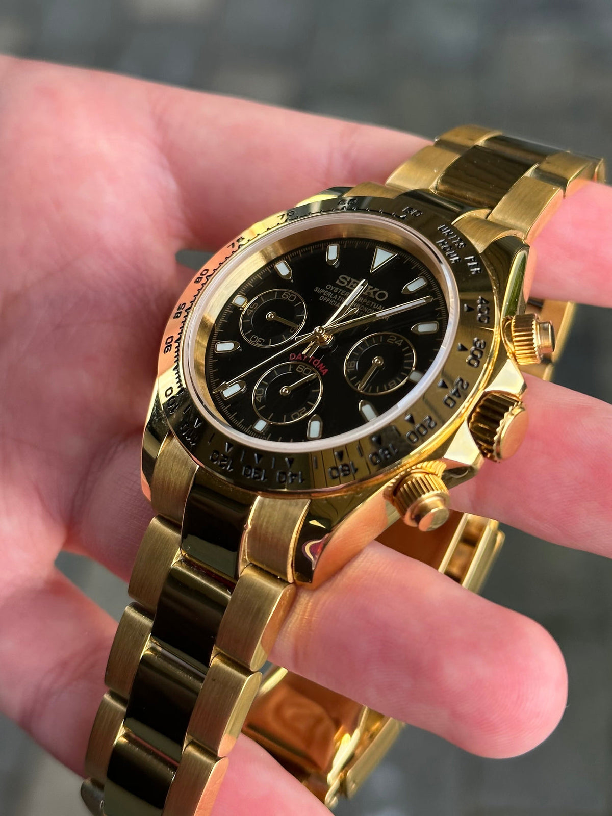 Seiko Mod Daytona — Full Gold
