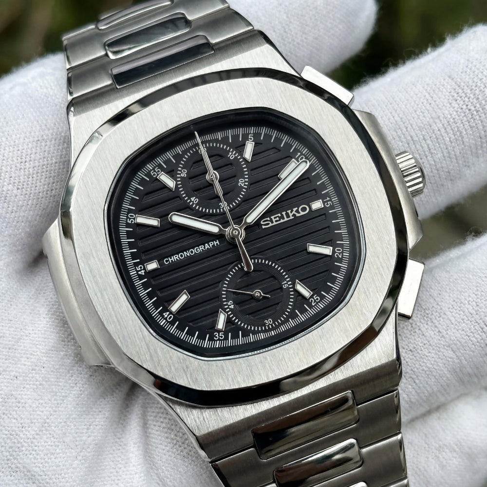 Seiko Mod Nautilus Chrono — acero