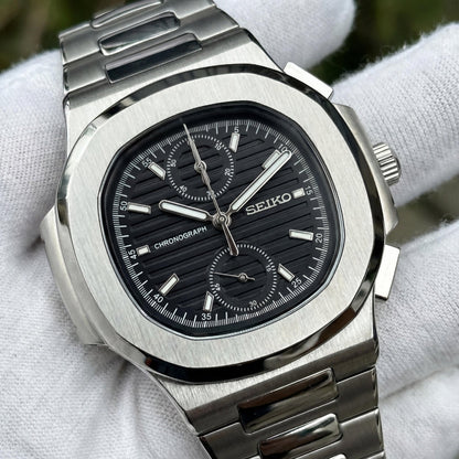 Seiko Mod Nautilus Chrono — acero