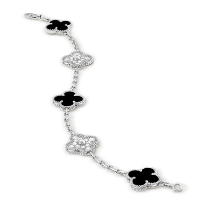 Van Cleef - Ónix & Diamantes Oro Blanco 14k