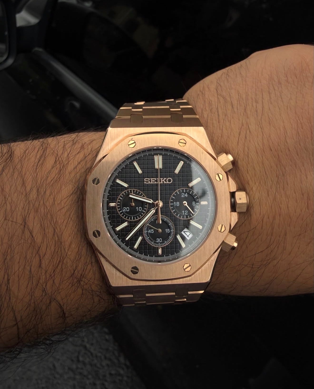 Seiko Mod Royal Oak Chrono — Rose Gold